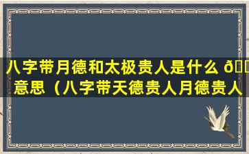 八字带月德和太极贵人是什么 🐈 意思（八字带天德贵人月德贵人和太 🌵 极贵人好吗）